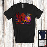 MacnyStore - Peace Love Halloween; Horror Halloween Pumpkin Santa Plaid Hand Sign Leopard Heart; Family T-Shirt