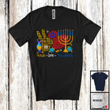 MacnyStore - Peace Love Hanukkah; Awesome Chanukah Menorah Plaid Hand Sign Leopard Heart; Family T-Shirt