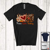 MacnyStore - Peace Love Turkey, Joyful Thanksgiving Dabbing Turkey Pilgrim, Plaid Hand Sign Heart Pumpkin T-Shirt