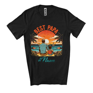 MacnyStore -  Personalize Custom Name Best Papa, Awesome Father's Day Sunset, Papa Son Family T-Shirt