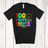 MacnyStore - Personalized 100 Days Brighter; Joyful 100th Day Of School Custom Name Teacher Students T-Shirt