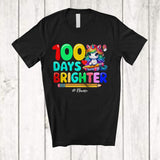 MacnyStore - Personalized 100 Days Brighter; Joyful 100th Day Of School Custom Name Unicorn; Students Teacher T-Shirt