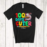 MacnyStore - Personalized 100 Days Cuter; Joyful 100th Day Of School Custom Name Axolotl; Students Teacher T-Shirt