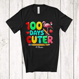 MacnyStore - Personalized 100 Days Cuter; Joyful 100th Day Of School Custom Name Flamingo; Students Teacher T-Shirt