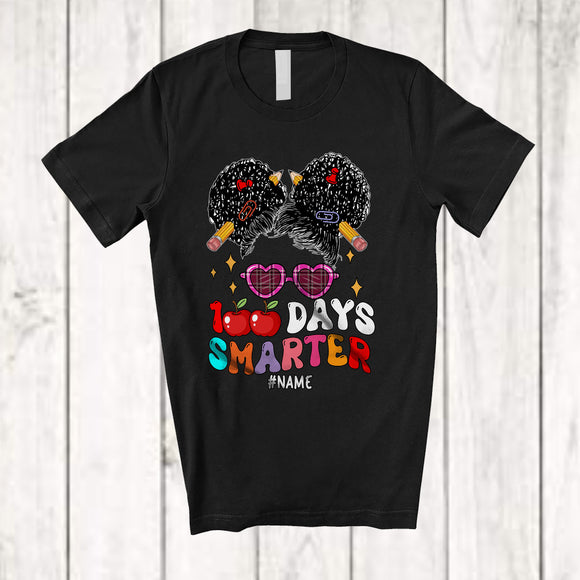 MacnyStore - Personalized 100 Days Smarter; Awesome 100th Day Of School Custom Name Girl Face; Students T-Shirt