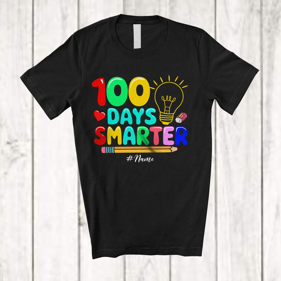 MacnyStore - Personalized 100 Days Smarter; Joyful 100th Day Of School Custom Name Teacher Students T-Shirt