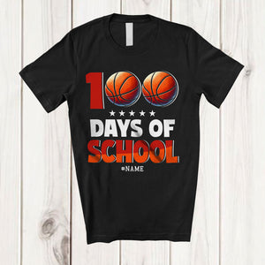 MacnyStore - Personalized 100 Days of School; Amazing Custom Name Basketball Balls Player; Students Sport T-Shirt