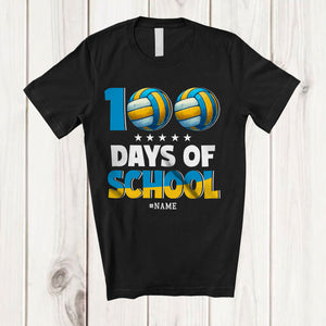 MacnyStore - Personalized 100 Days of School; Amazing Custom Name Volleyball Balls Player; Students Sport T-Shirt