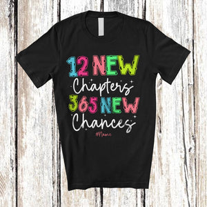 MacnyStore - Personalized 12 New Chapters 365 New Chances; Joyful New Year Custom Name Teacher Librarian T-Shirt