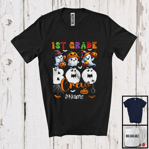 MacnyStore - Personalized 1st Grade Boo Crew; Lovely Halloween Ghost; Custom Name Students Teacher T-Shirt