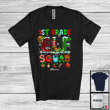 MacnyStore - Personalized 1st Grade Elf Squad; Colorful Christmas Lights Plaid Elf; Custom Name Teacher Family T-Shirt