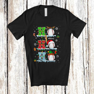 MacnyStore - Personalized 3Ho Baseball; Joyful Christmas Santa Baseball Custom Name Player; Snow Family T-Shirt