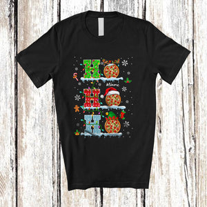 MacnyStore - Personalized 3Ho Pizza; Joyful Christmas Santa Pizza Food Lover; Custom Name Snow Family T-Shirt