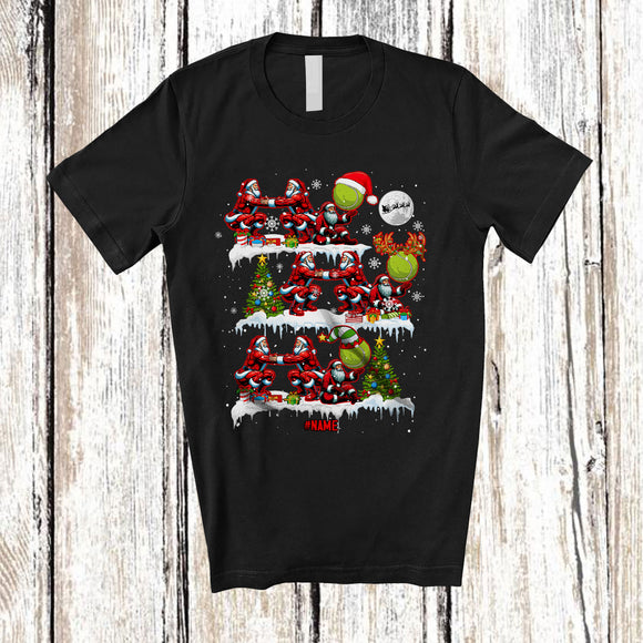 MacnyStore - Personalized 3Ho; Amazing Christmas Santa Tennis Custom Name Player Team; Sport Playing T-Shirt