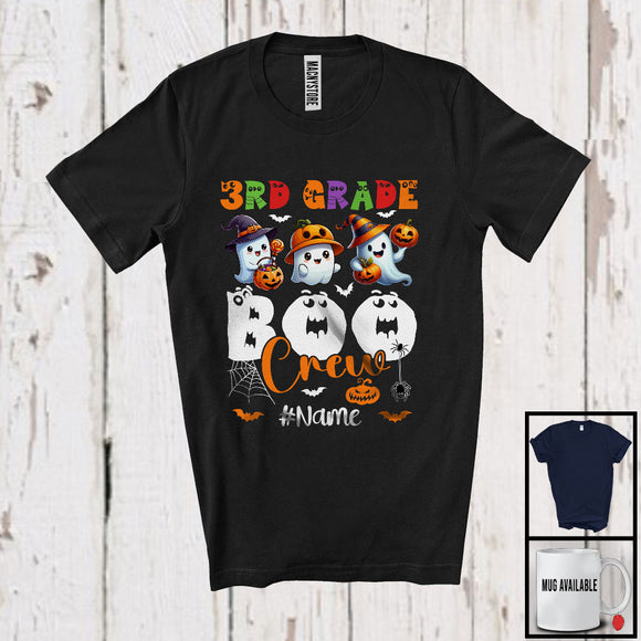 MacnyStore - Personalized 3rd Grade Boo Crew; Lovely Halloween Ghost; Custom Name Students Teacher T-Shirt