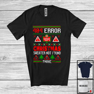 MacnyStore - Personalized 404 Error Christmas Sweater Not Found; Humorous Anti X-mas Custom Name Programmer T-Shirt