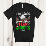 MacnyStore - Personalized 4th Grade Team Sleighs; Joyful Christmas Santa Sled Reindeer; Custom Name Teacher T-Shirt