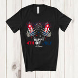 MacnyStore - Personalized 4th Of July; Humorous Skeleton Hands Fireworks Bra Fake; Custom Name Patriotic T-Shirt