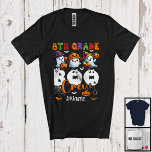 MacnyStore - Personalized 8th Grade Boo Crew; Lovely Halloween Ghost; Custom Name Students Teacher T-Shirt