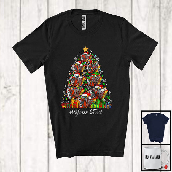 MacnyStore - Personalized Accordion Christmas Tree; Merry X-mas Custom Text Musical Instruments Player T-Shirt