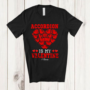 MacnyStore - Personalized Accordion Is My Valentine; Amusing Hearts Custom Name Musical Instruments Player T-Shirt