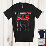 MacnyStore - Personalized All American Dad, Awesome 4th Of July Patriotic Fireworks, Custom Name Family T-Shirt