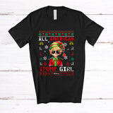 MacnyStore - Personalized All American Trump Girl; Merry Christmas Custom Name Elf Trump Back 2024; Sweater T-Shirt