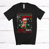 MacnyStore - Personalized All American Trump Girl; Merry Christmas Custom Name Santa Trump Back 2024; Sweater T-Shirt