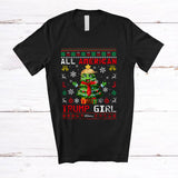 MacnyStore - Personalized All American Trump Girl; Merry Christmas Custom Name X-mas Tree Trump Back 2024; Sweater T-Shirt