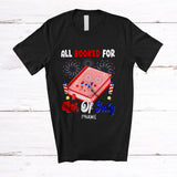 MacnyStore - Personalized All Booked For 4th Of July; Joyful Fireworks; Custom Name Teacher Librarian T-Shirt