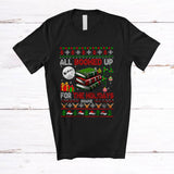 MacnyStore - Personalized All Booked Up; Adorable Christmas Sweater Reading Book; Custom Name Librarian T-Shirt