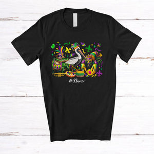 MacnyStore - Personalized Alligator Pelican Crawfish Cosplay; Lovely Mardi Gras Custom Name Parades; Family T-Shirt