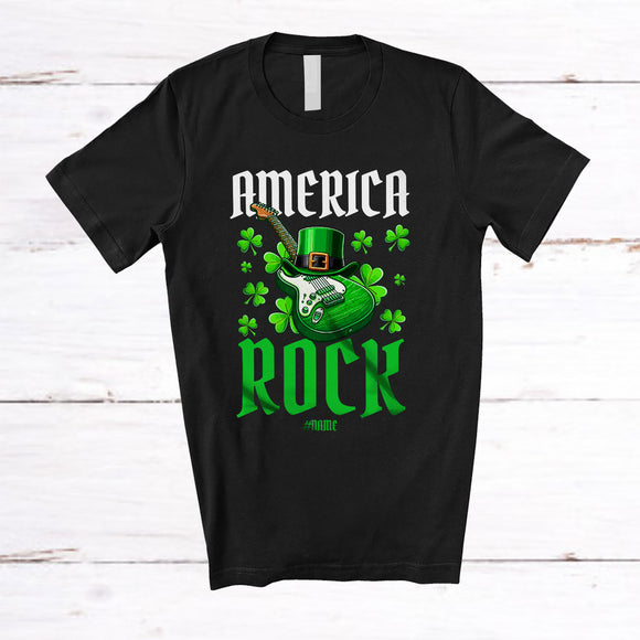 MacnyStore - Personalized America Rock; Amazing St. Patrick's Day Leprechaun Guitar; Custom Name Guitarist T-Shirt