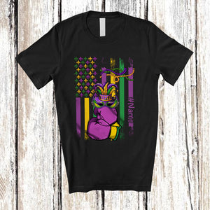 MacnyStore - Personalized American Flag Mardi Gras Boxing; Joyful Mardi Gras Custom Name Sport Player T-Shirt