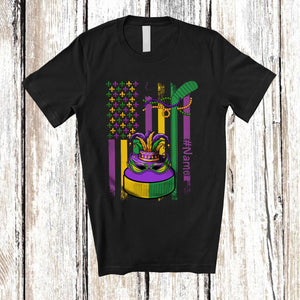 MacnyStore - Personalized American Flag Mardi Gras Hockey; Joyful Mardi Gras Custom Name Sport Player T-Shirt