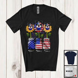 MacnyStore - Personalized American Flag Sunflowers, Amazing 4th Of July Border Collie, Custom Name T-Shirt