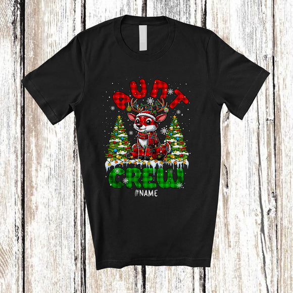 MacnyStore - Personalized Aunt Crew; Wonderful Christmas Red Plaid Reindeer; Custom Name Family T-Shirt