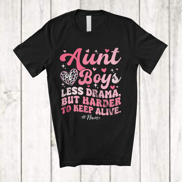 MacnyStore - Personalized Aunt of Boys Less Drama; Lovely Mother's Day Custom Name Aunt; Leopard Heart T-Shirt