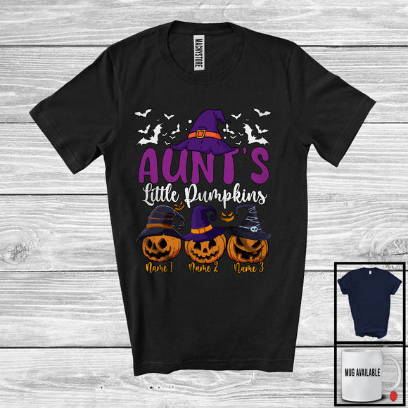 MacnyStore - Personalized Aunt's Little Pumpkins; Scary Halloween Custom Name Witch; Family Group T-Shirt