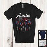 MacnyStore - Personalized Auntie, Amazing 4th Of July Sunflowers, Fireworks Custom Name Family Patriotic T-Shirt