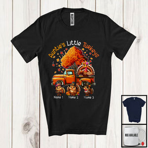 MacnyStore - Personalized Auntie's Little Turkeys; Lovely Thanksgiving Fall Tree Pickup Truck; Family T-Shirt