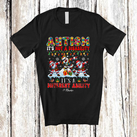 MacnyStore - Personalized Autism It's A Different Ability; Lovely Christmas Custom Name Autistic Santa Dabbing T-Shirt