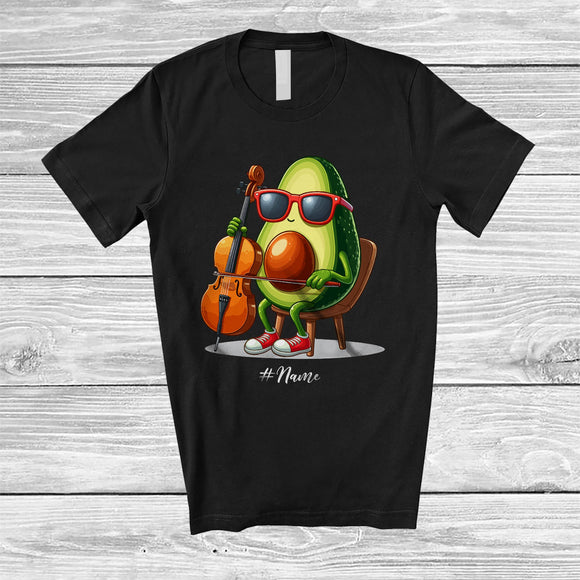 MacnyStore - Personalized Avocado Playing Cello; Lovely Custom Name Cello Player; Vegan Musical Instruments T-Shirt