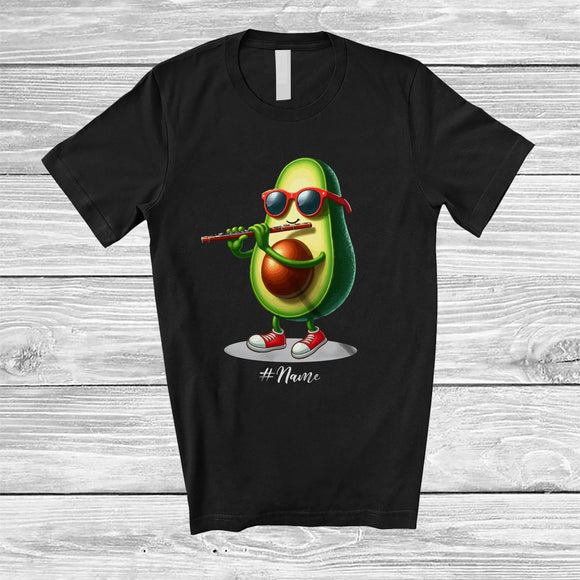 MacnyStore - Personalized Avocado Playing Flute; Lovely Custom Name Flute Player; Vegan Musical Instruments T-Shirt