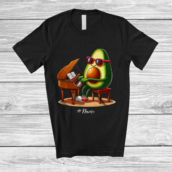 MacnyStore - Personalized Avocado Playing Piano; Lovely Custom Name Piano Player; Vegan Musical Instruments T-Shirt