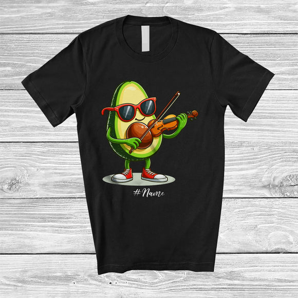 MacnyStore - Personalized Avocado Playing Violin; Lovely Custom Name Violin Player; Vegan Musical Instruments T-Shirt