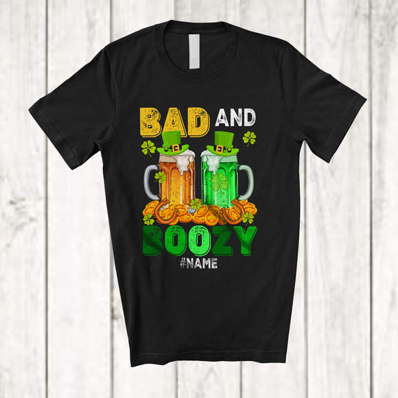 MacnyStore - Personalized Bad And Boozy; Cheerful St. Patrick's Day Beer Coins; Custom Name Drinking Drunker T-Shirt