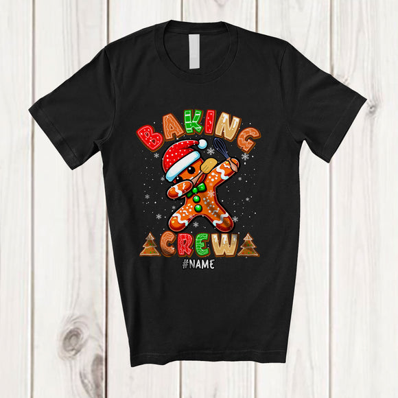 MacnyStore - Personalized Baking Crew; Cheerful Christmas Santa Gingerbread Dabbing; Custom Name Baker T-Shirt