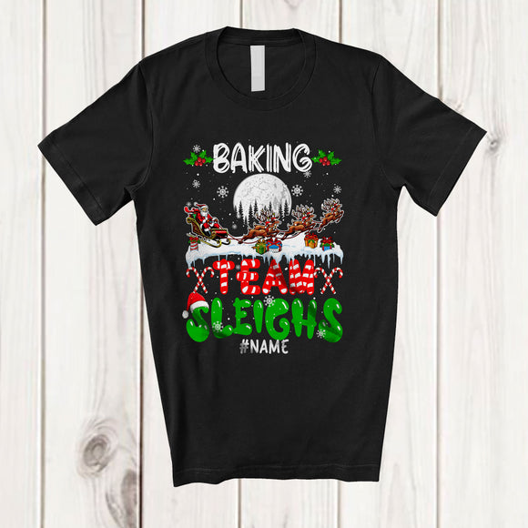 MacnyStore - Personalized Baking Team Sleighs; Joyful Christmas Santa Sled Reindeer; Custom Name Jobs T-Shirt