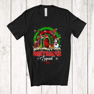 MacnyStore - Personalized Bartender Squad; Fantastic Christmas Custom Name Bartender; Plaid Rainbow Snowman T-Shirt